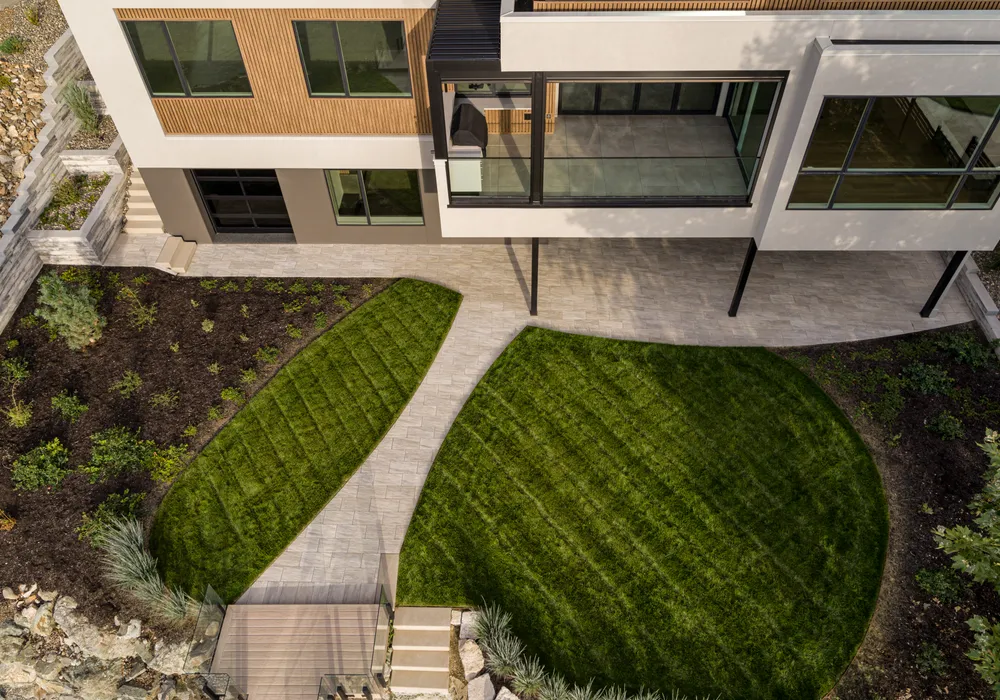 lake front property green grass