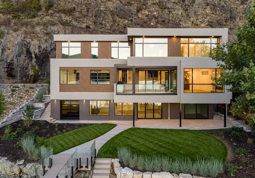 modern home stone retaining wall and retaining wall