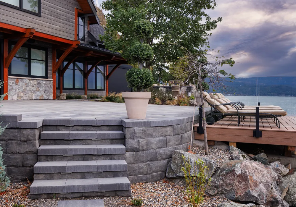 steps stone and trees and walkway