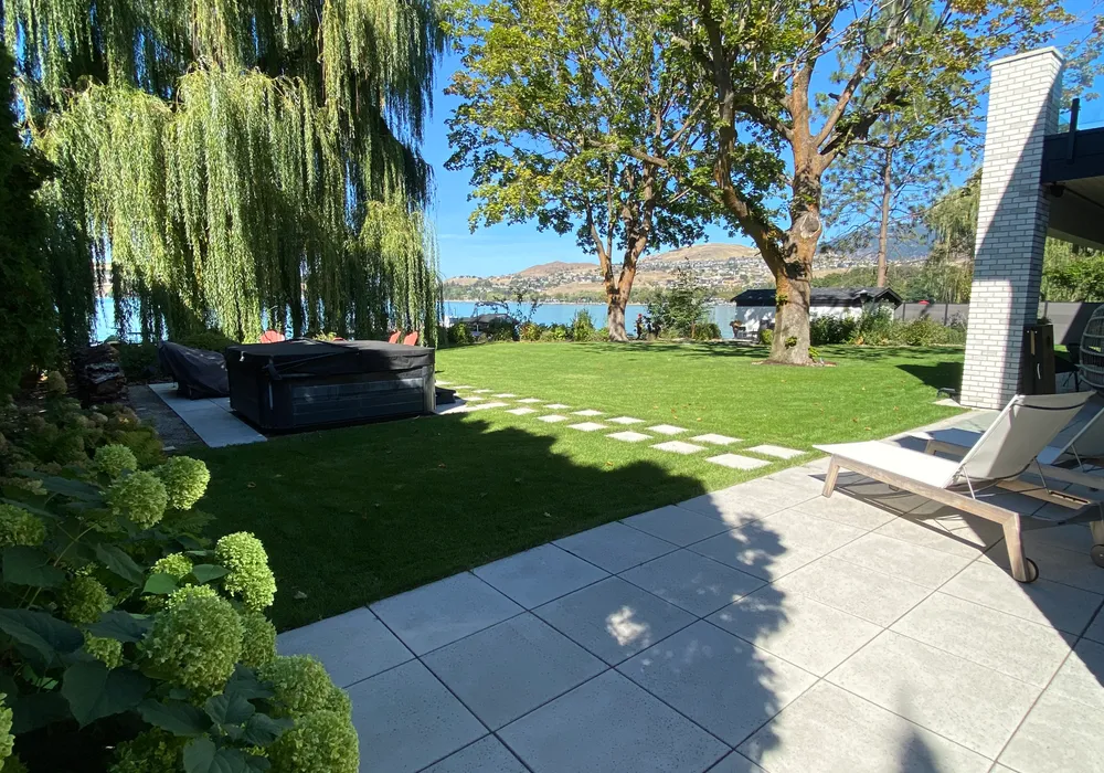 stone floor and green trees