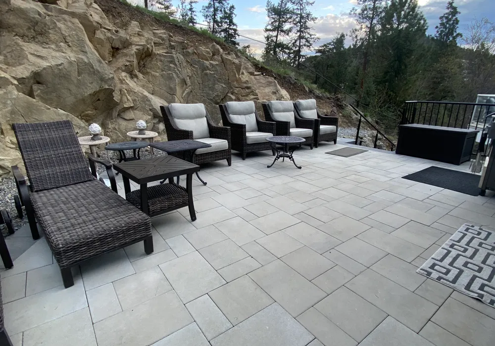 stone flooring and trees