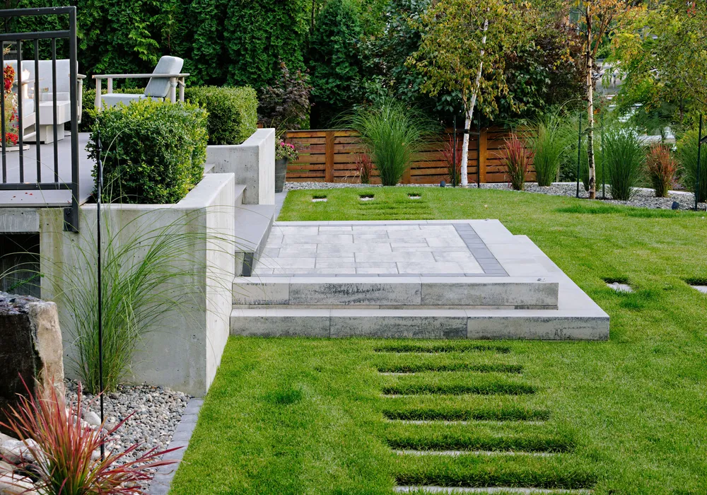 walkway and green grass and stone flooring