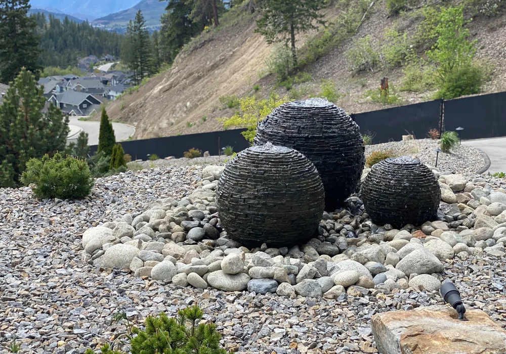 water feature and stones